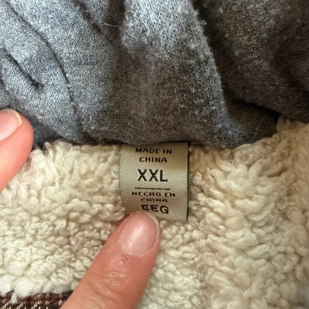 Levi's Men's Size XXL Sherpa Lined Hooded Plaid Brown And Orange Shirt Jacket - Picture 7 of 13